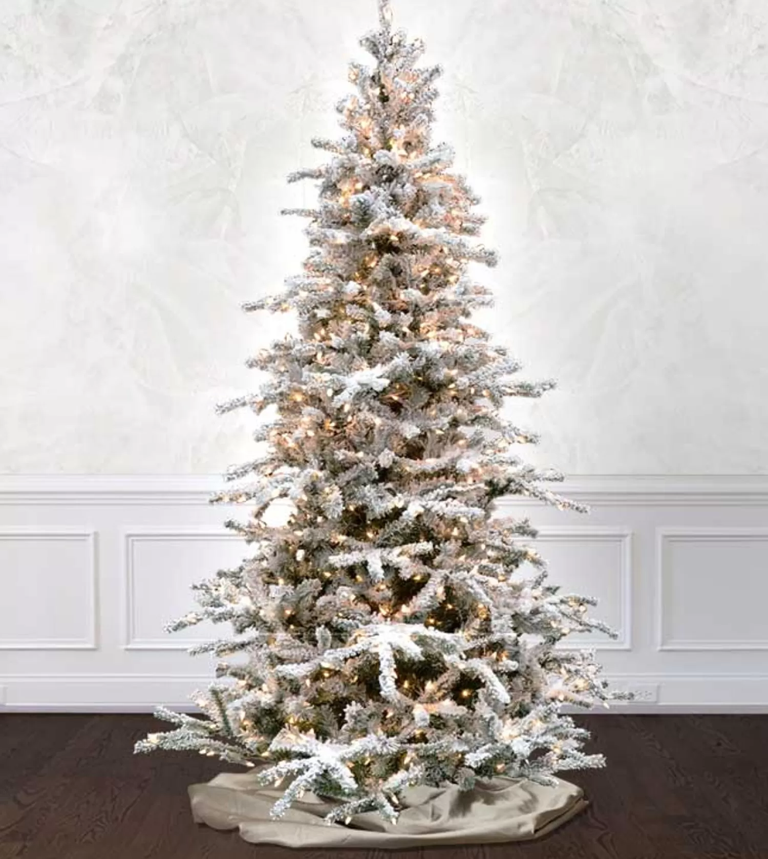 Clearance Treetime 10' Flocked White Forest Tree - Clear LED