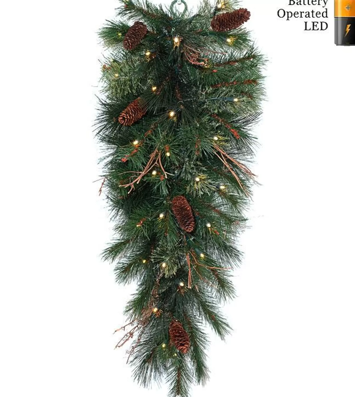 New Treetime 18'X12" Foxtail Mixed Pine Garland - Clear LED