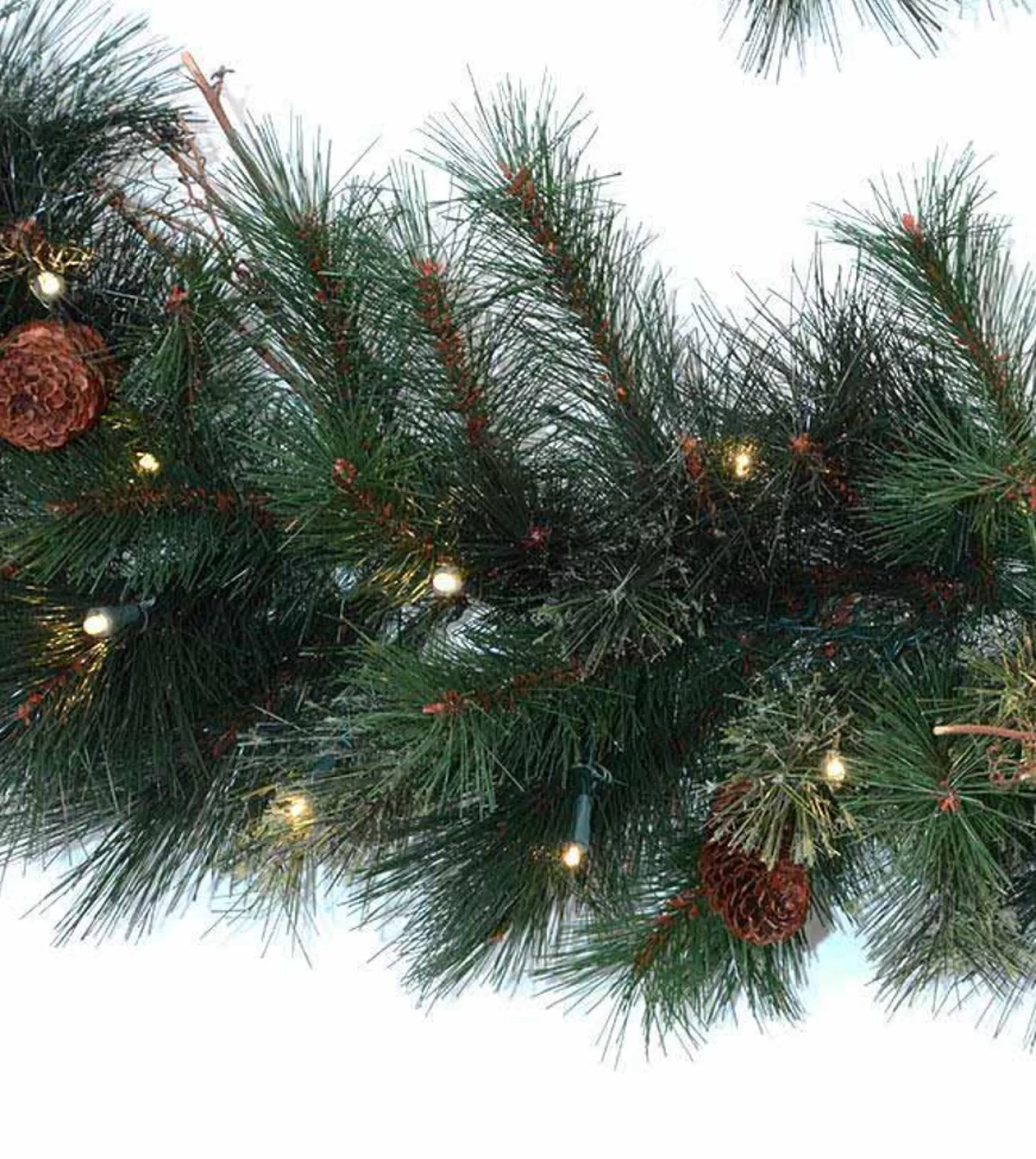 New Treetime 18'X12" Foxtail Mixed Pine Garland - Clear LED