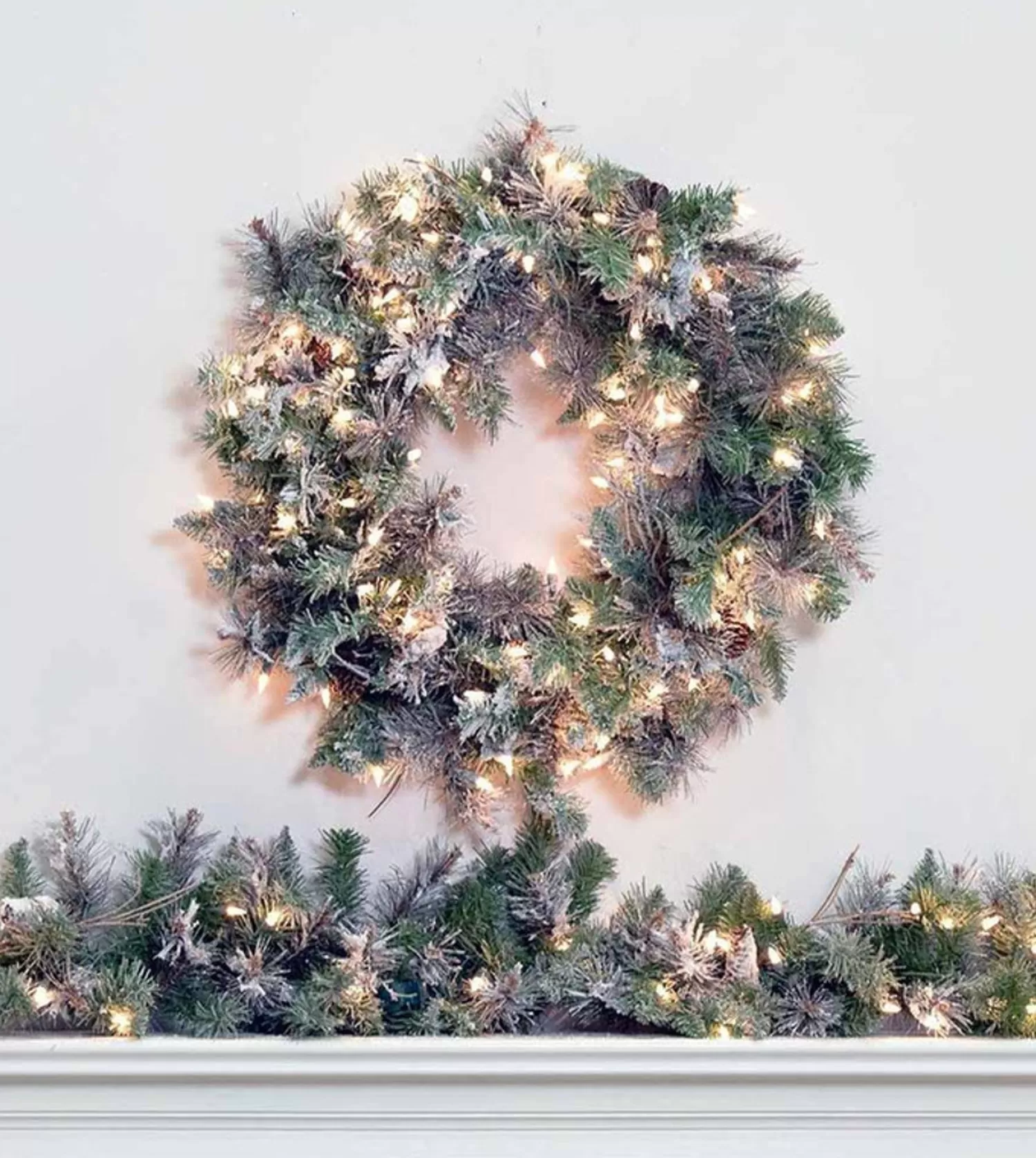 Cheap Treetime 24" Frosted Virginia Wreath - Clear LED