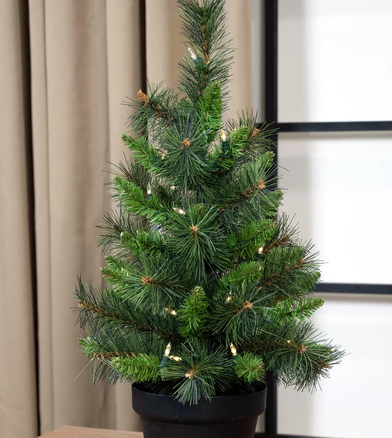 Clearance Treetime 2' Mixed Frasier Pine Potted Tree - Battery-Operated Clear LED