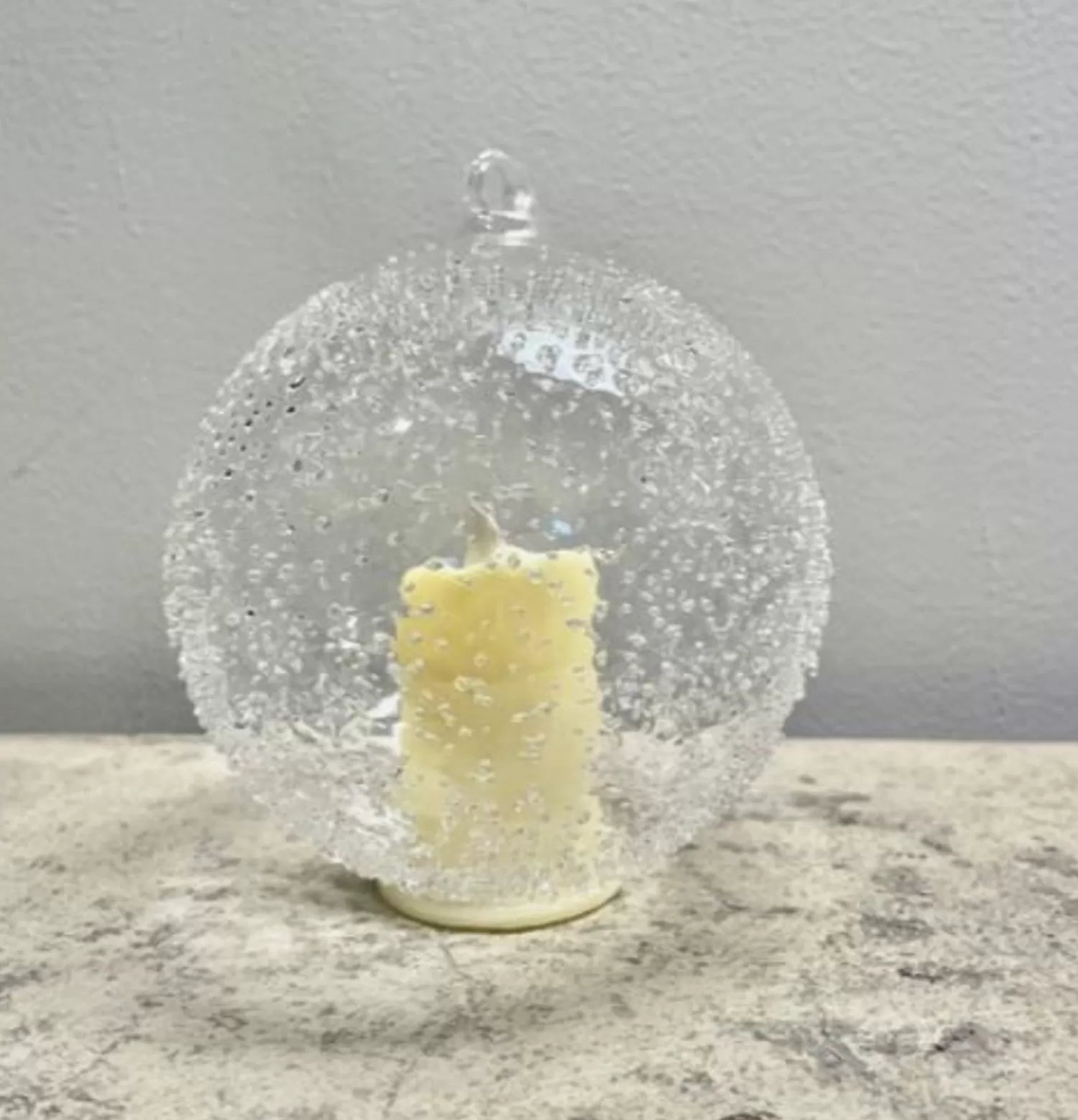 Sale Treetime 4.5" Textured Clear Glass LED Flicker Round Orn W/timer