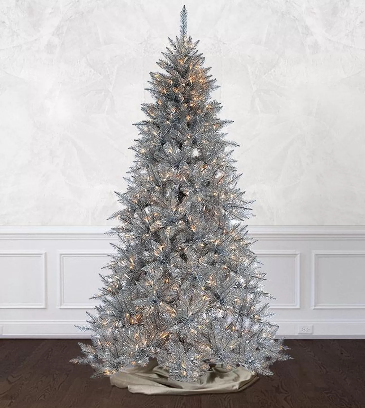 Hot Treetime 4' Silver Tinsel Tree - Clear