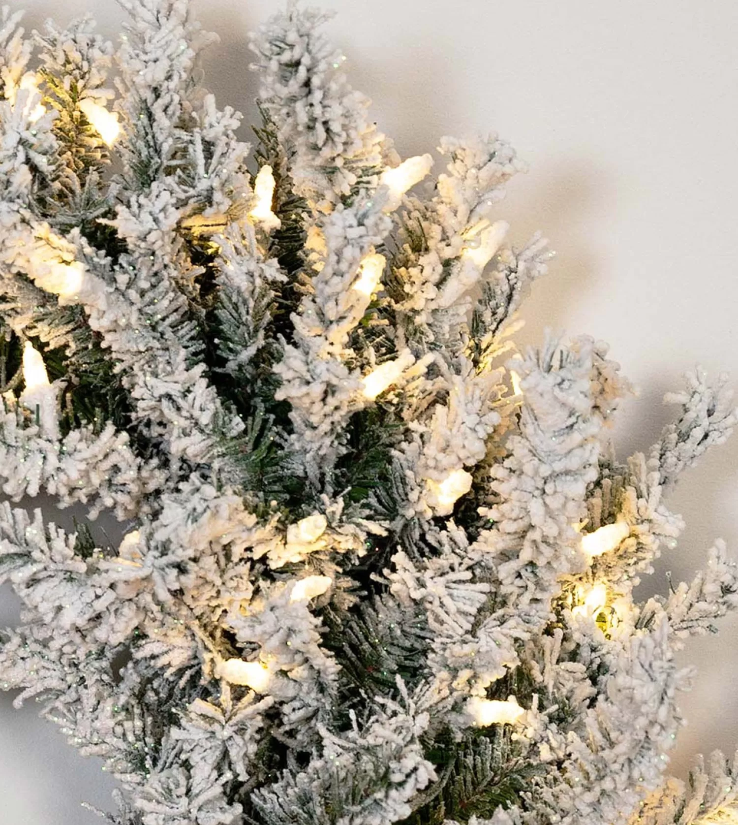 Fashion Treetime 6' X 14" Flocked Lucerne Garland- Battery Operated Clear LED