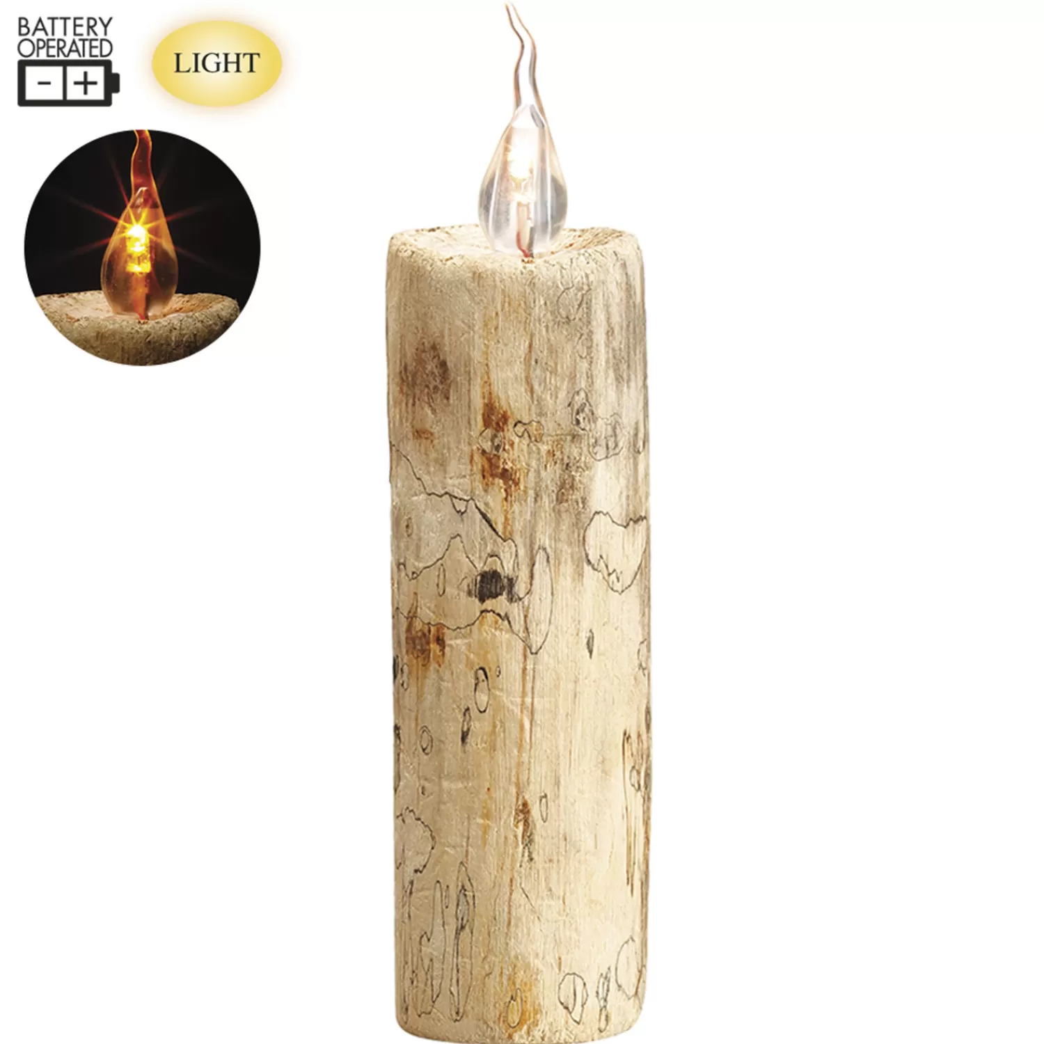 Shop Treetime 7.09" Battery Operated Wood Faux Candle Natural