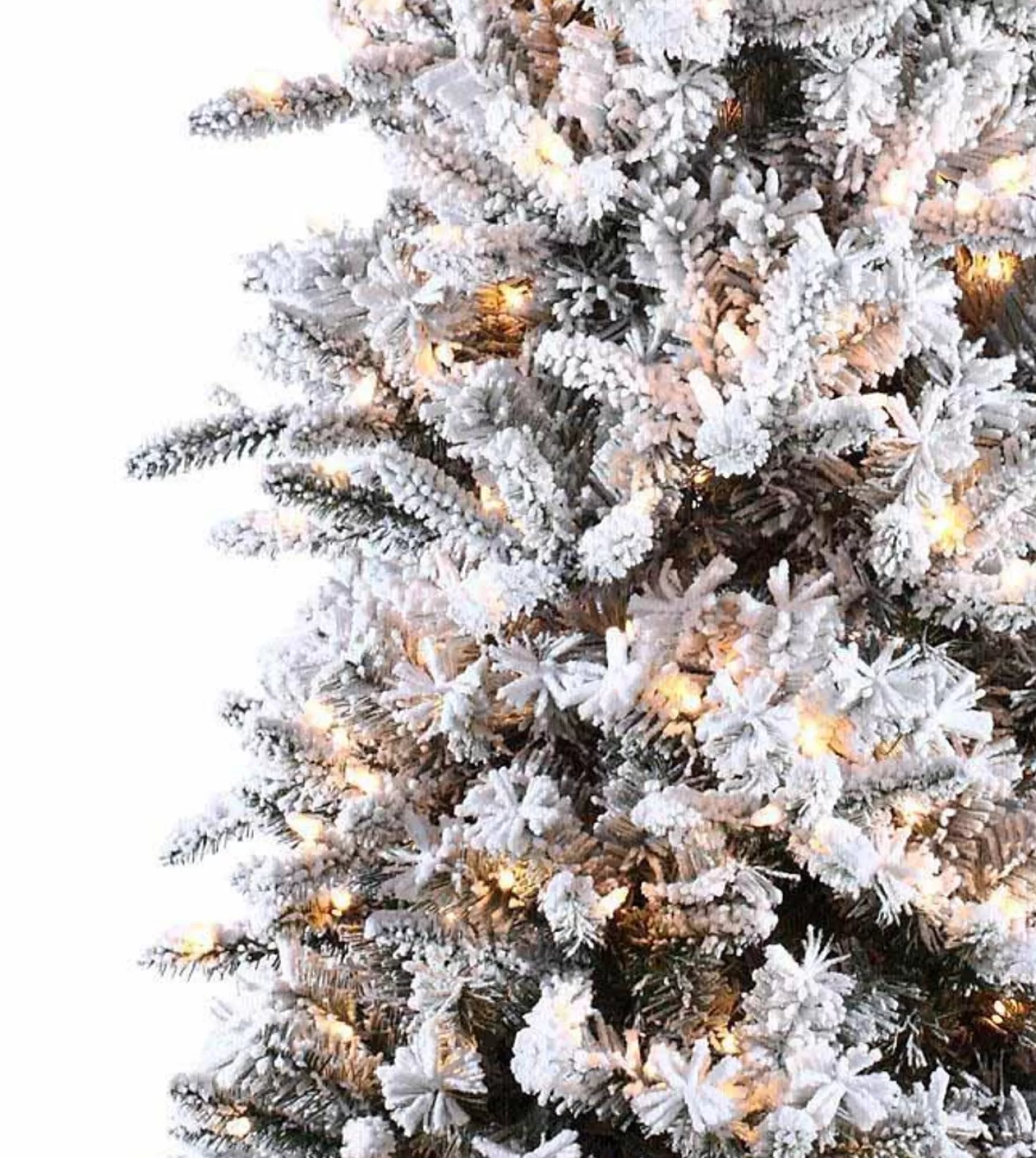 Store Treetime 9' Slim Flocked Pencil Pine Tree - Clear LED