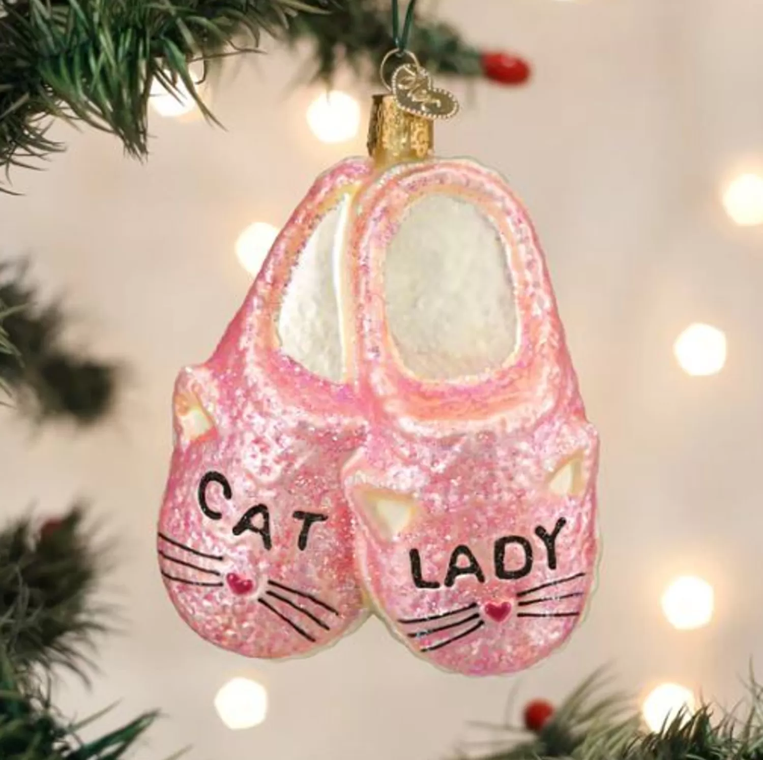 New Treetime Cat Lady Slippers Ornament