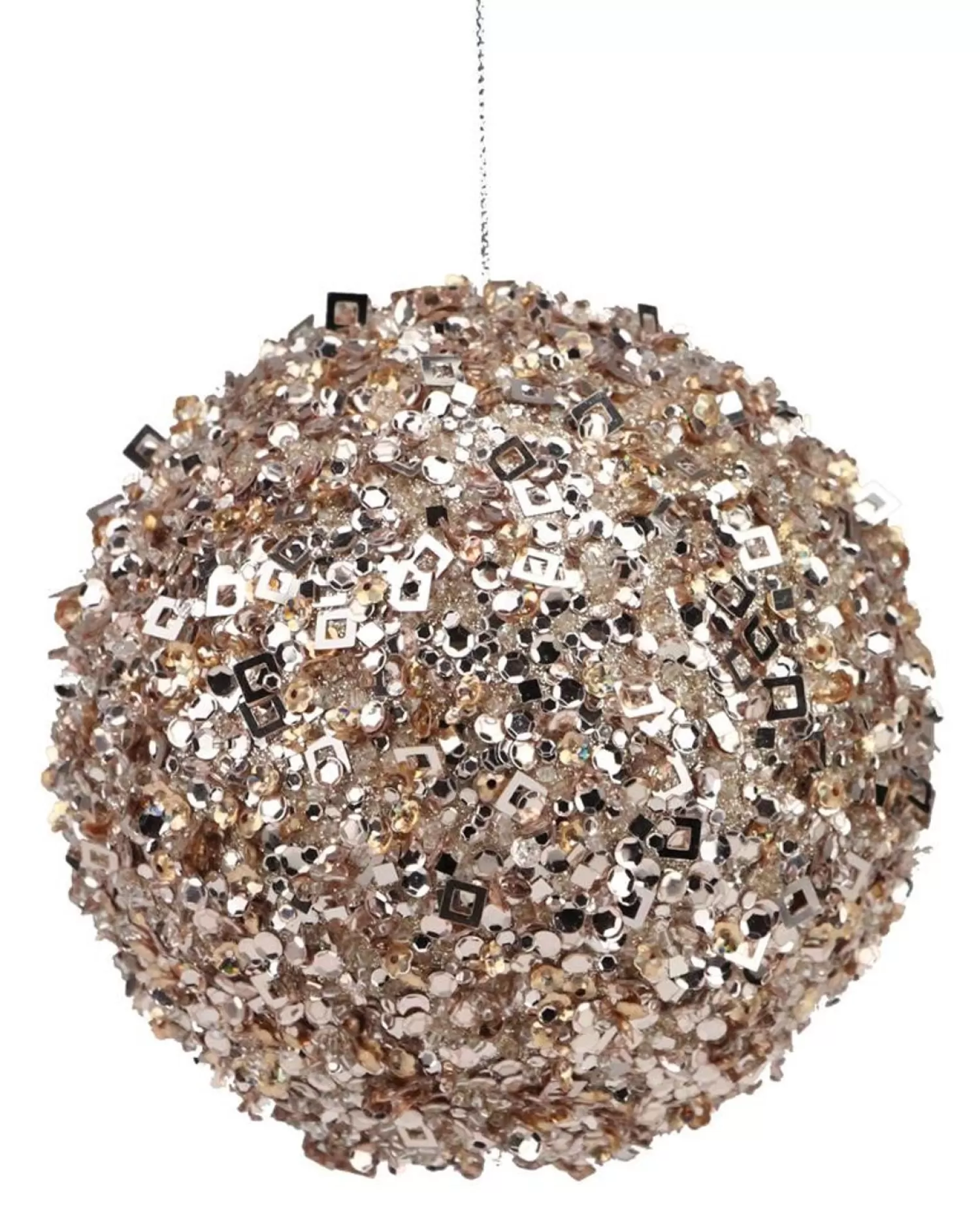 Hot Treetime Champagne Sequin And Bead Ornament 5"