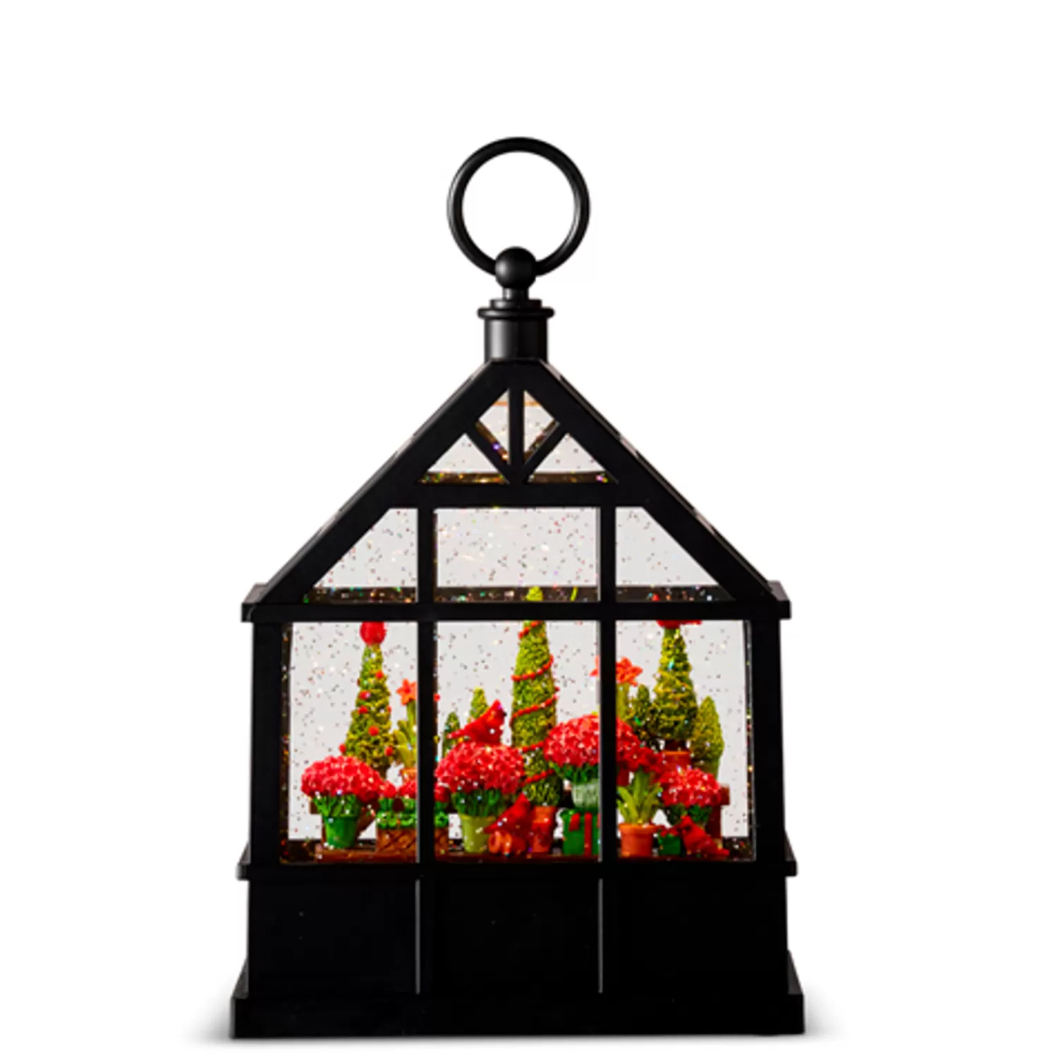 Online Treetime Christmas Flowers And Cardinals Lighted Water Greenhouse 9.5"