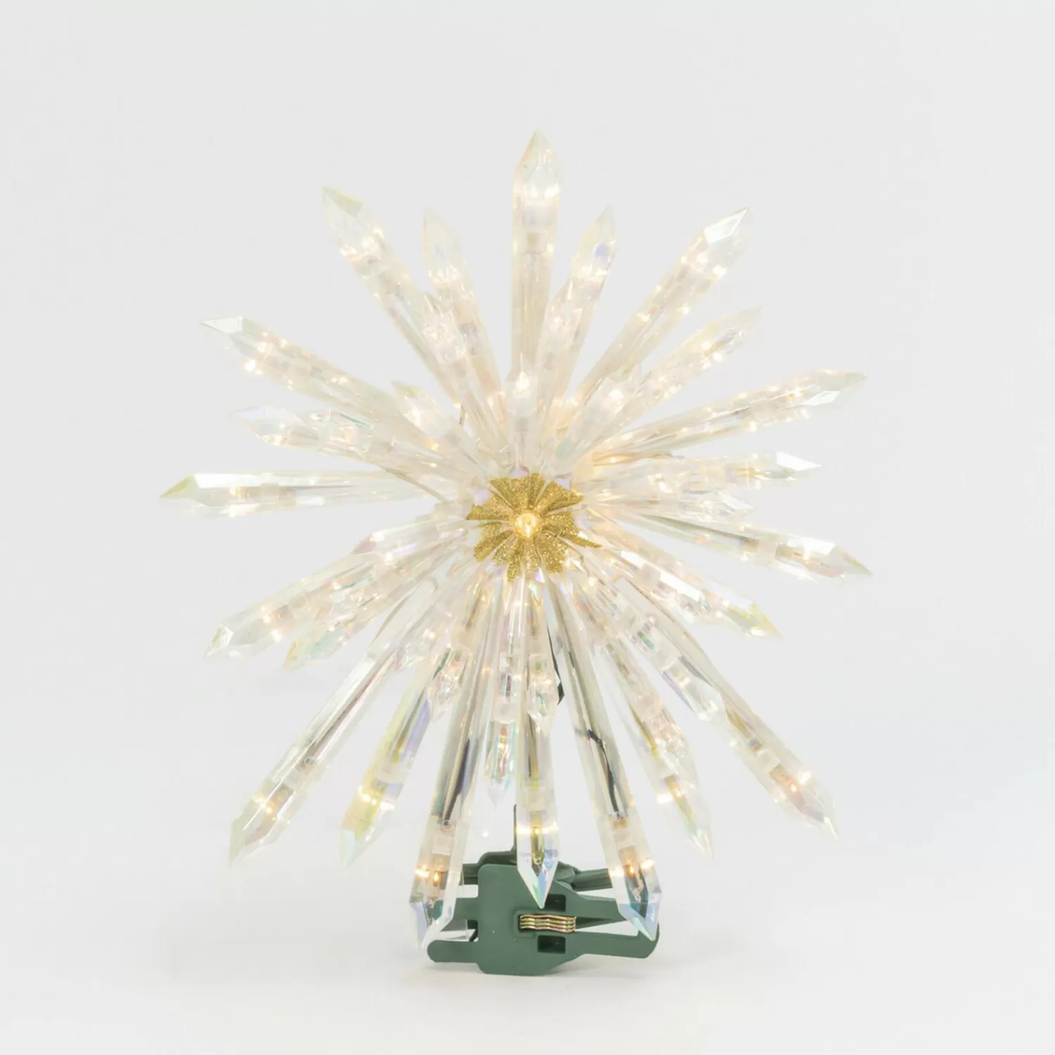 New Treetime Clear Crystal Starburst Tree Topper 13.5"