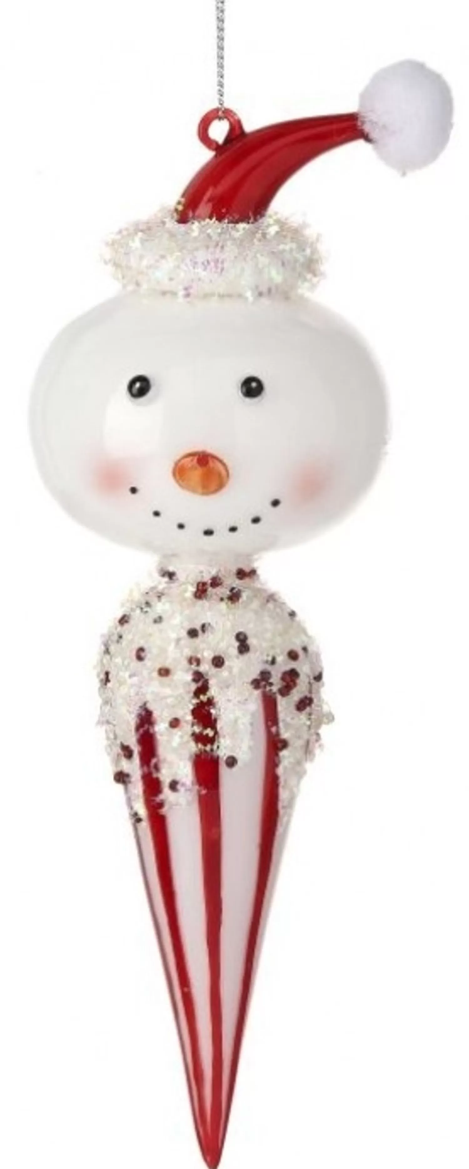 Outlet Treetime Glass Candy Snowman Orn, 8.5"