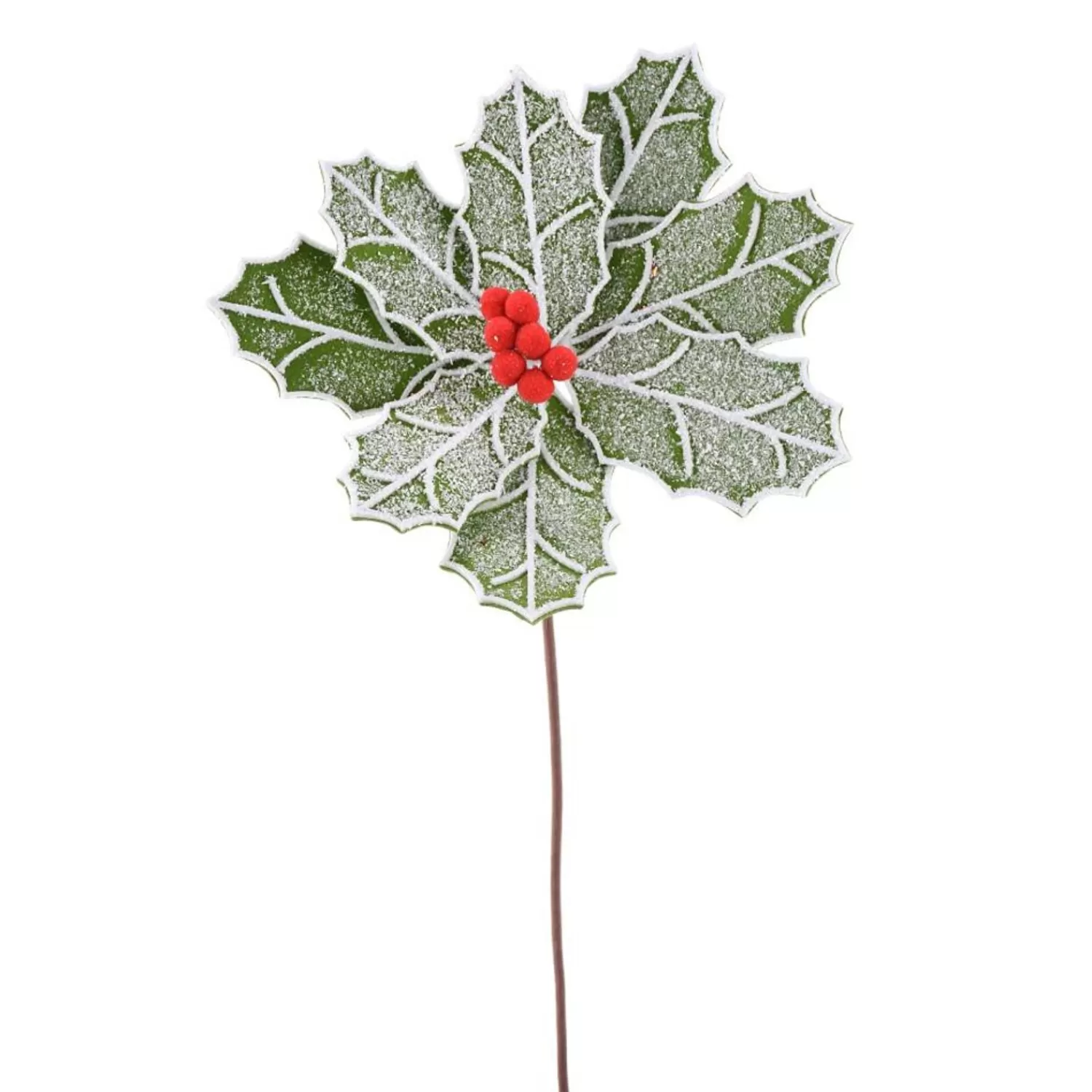 Clearance Treetime Green And Red Frosted Poinsettia Stem 22"