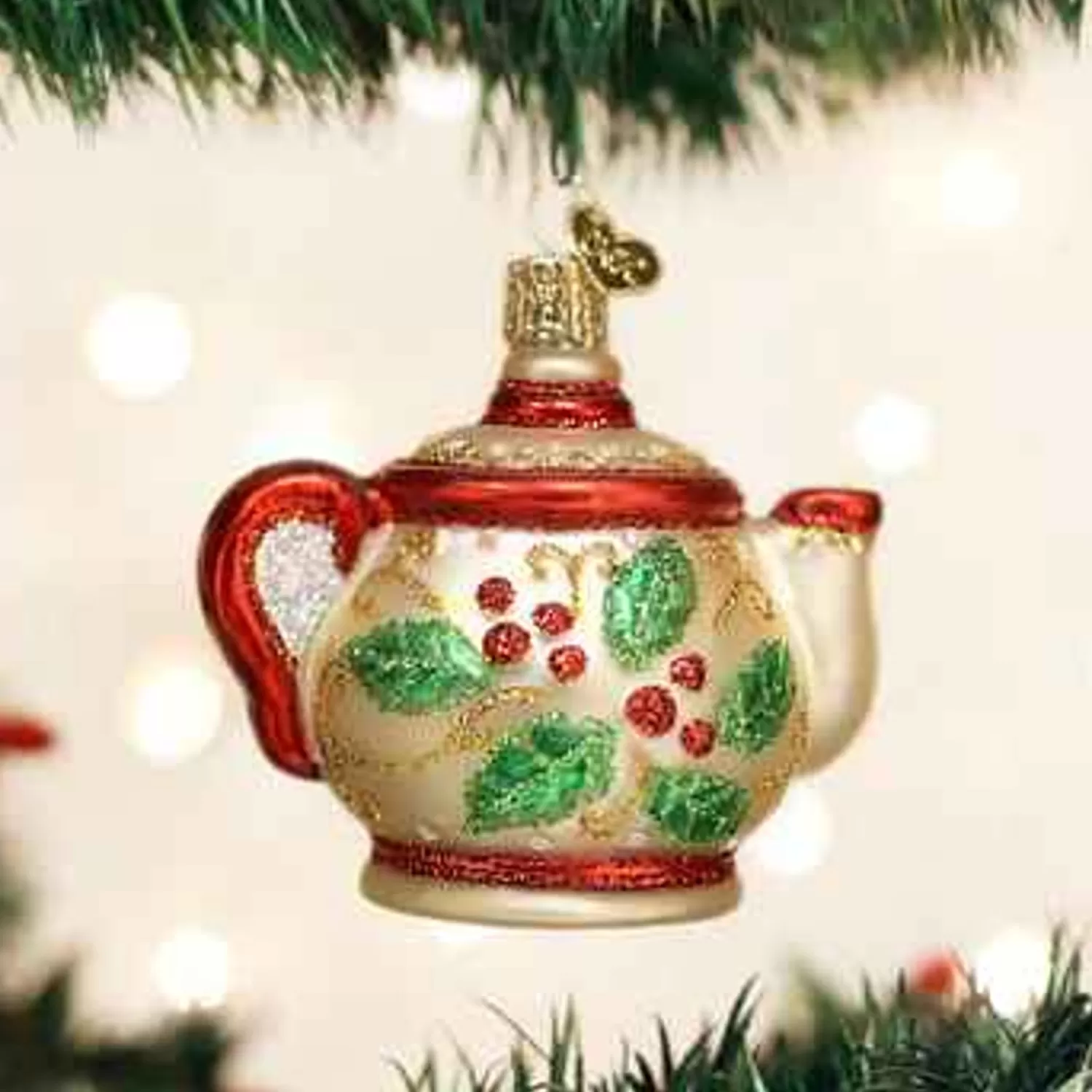 Online Treetime Holly Teapot Ornament