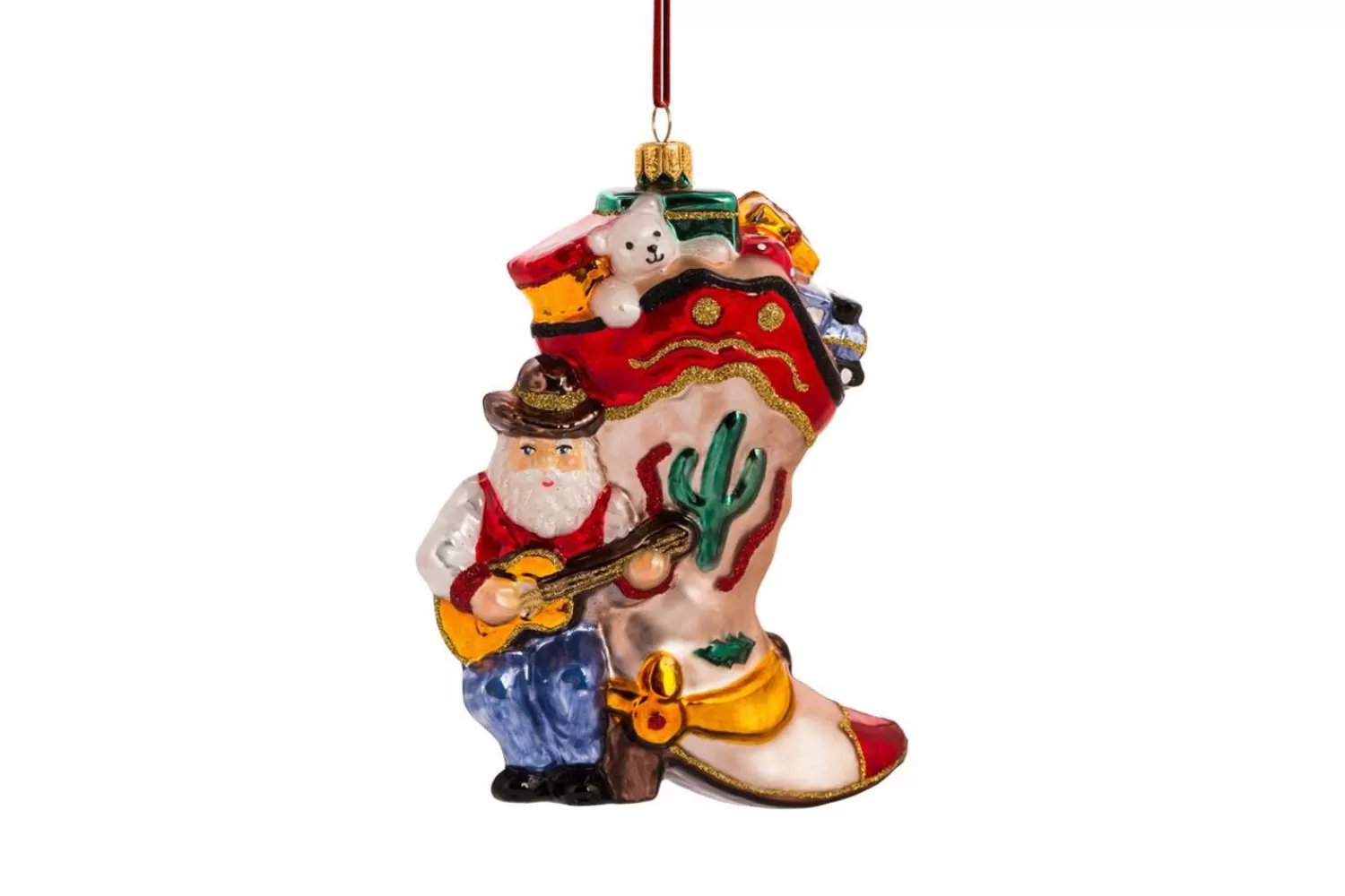 Clearance Treetime Huras Family Cowboy Boot Santa Ornament