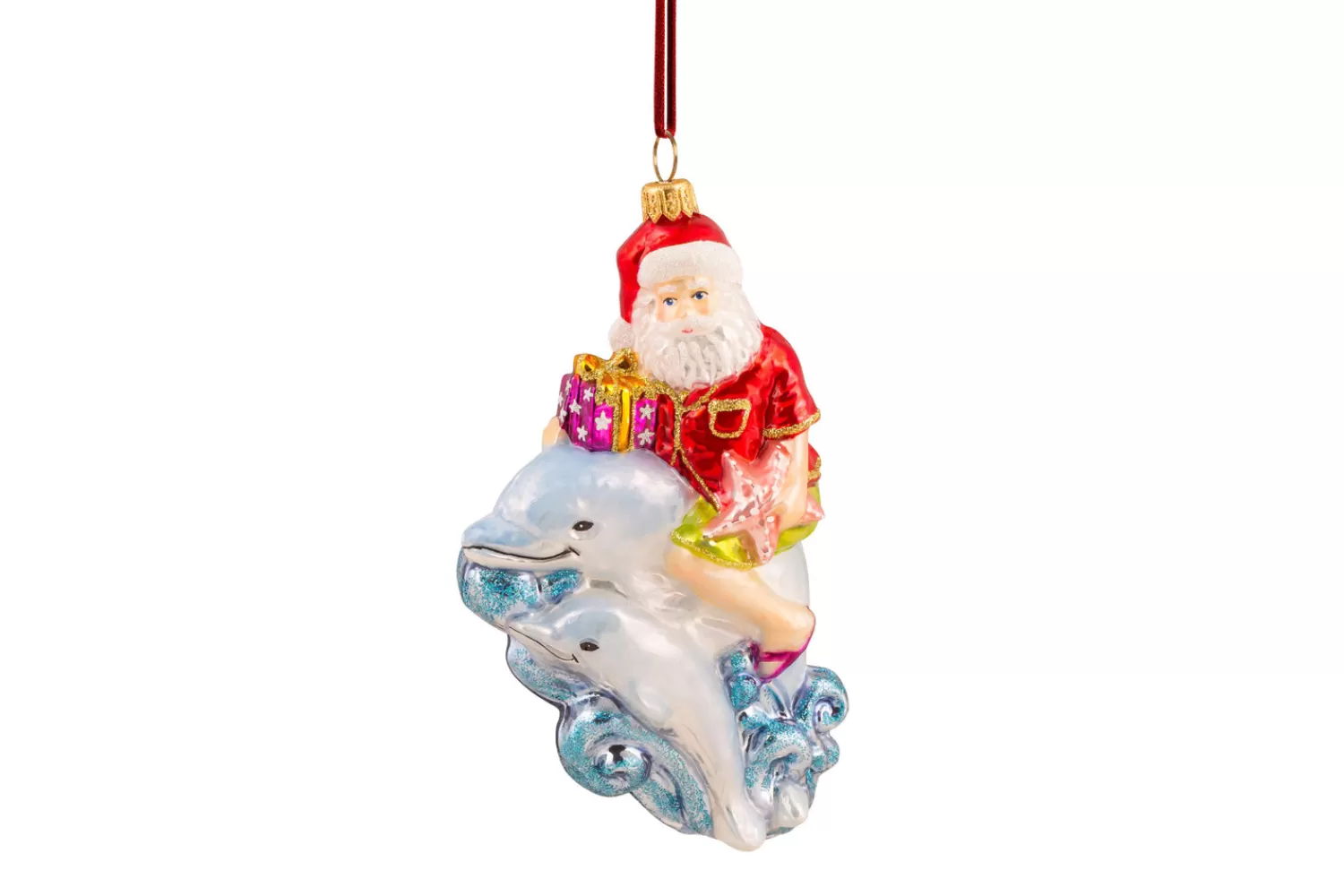 Hot Treetime Huras Family Dolphins Giving Santa A Lift Ornament