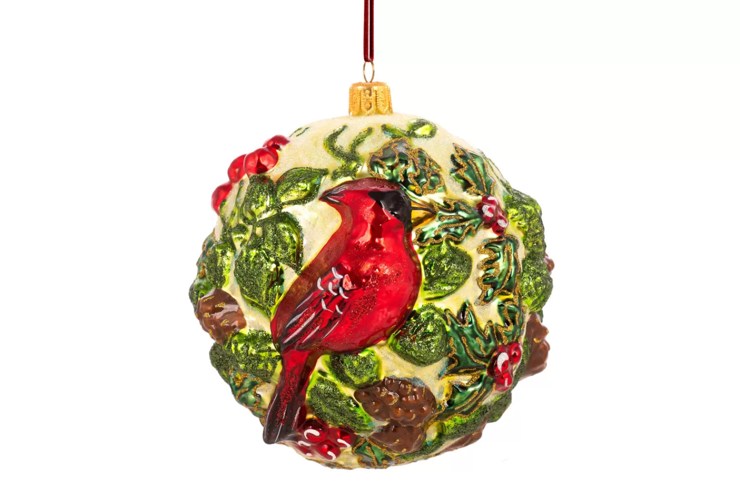 Best Sale Treetime Huras Family Lush Ball With Cardinal Ornament