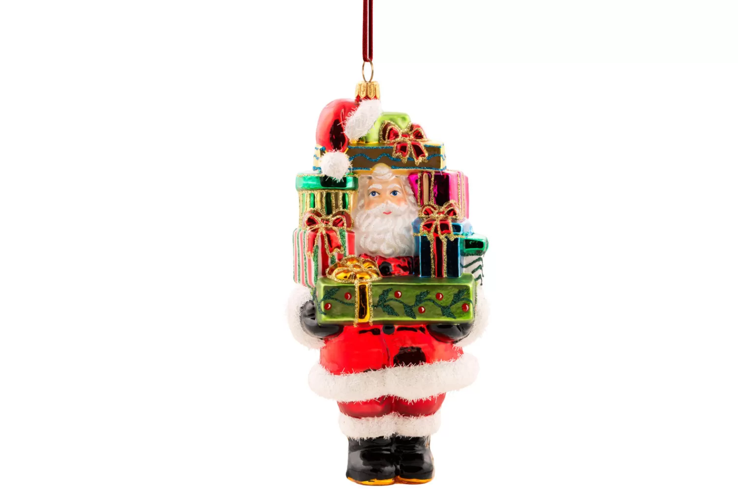 Online Treetime Huras Family Santa Peeking Through The Pile Of Gifts Ornament