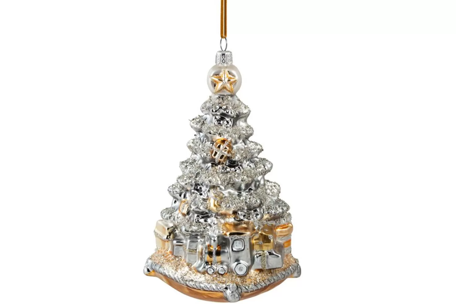 New Treetime Huras Family Silver And Gold Christmas Tree On Pillow Ornament