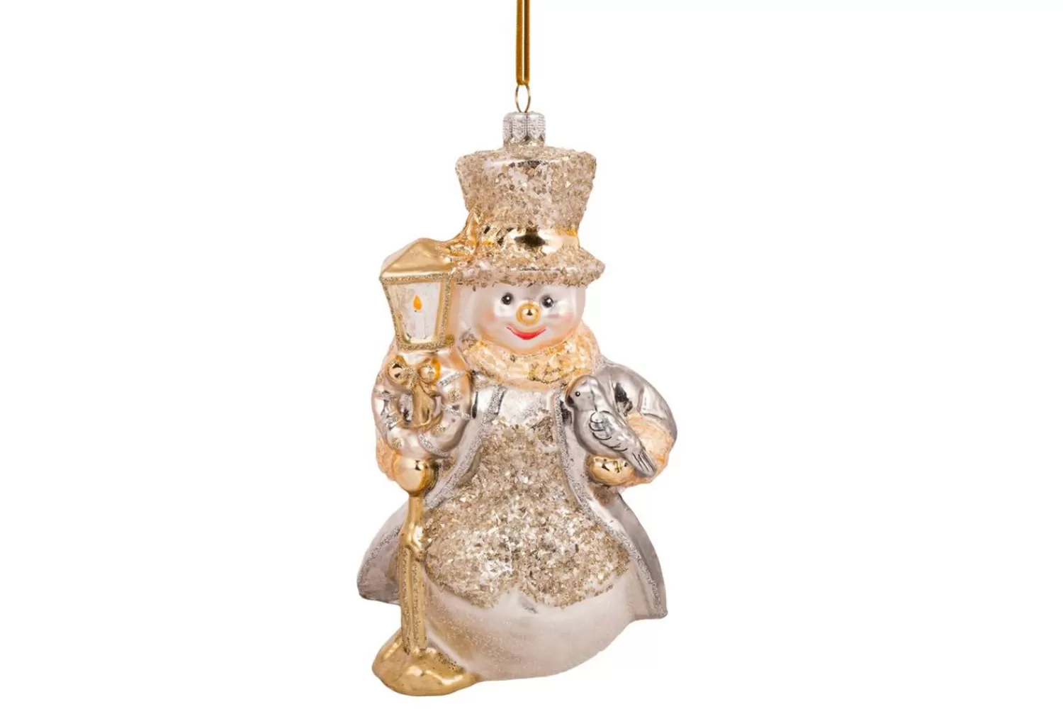 Outlet Treetime Huras Family Silver And Gold Snowman By Lamp Post Ornament