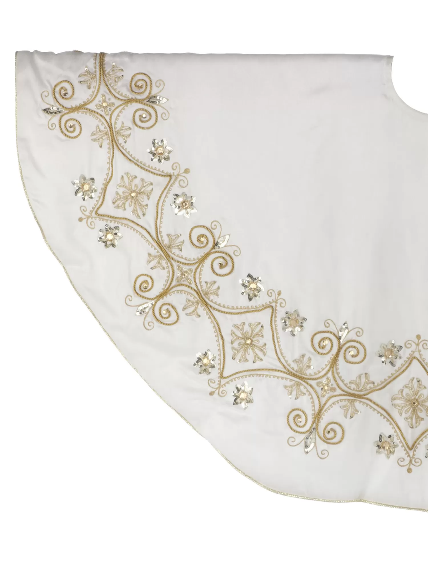 Sale Treetime Ivory With Gold Embroidered Bead Gilded Age Tree Skirt