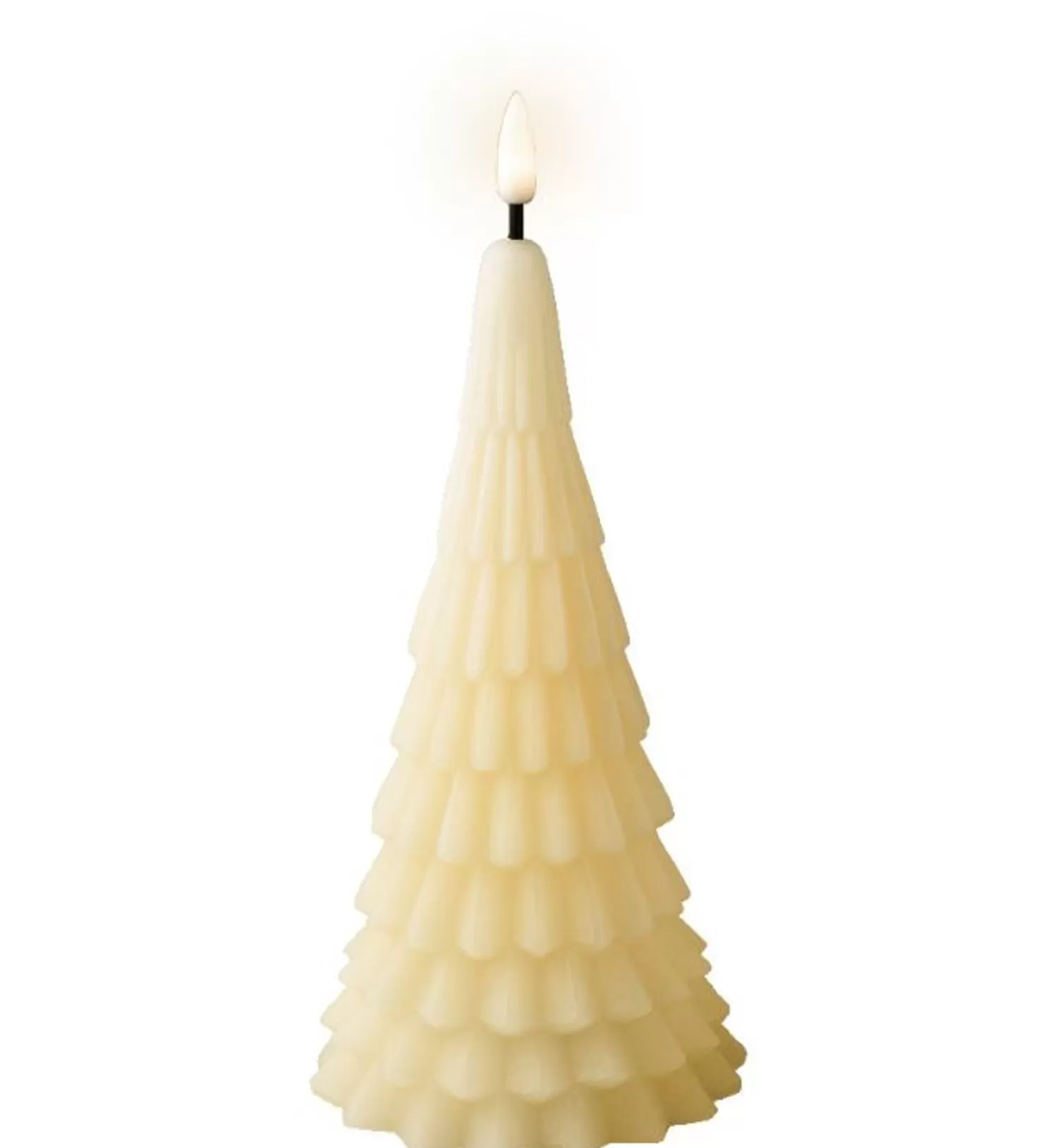 New Treetime LED Battery Operated Tree Shape Wax Cream Candle 8.4"