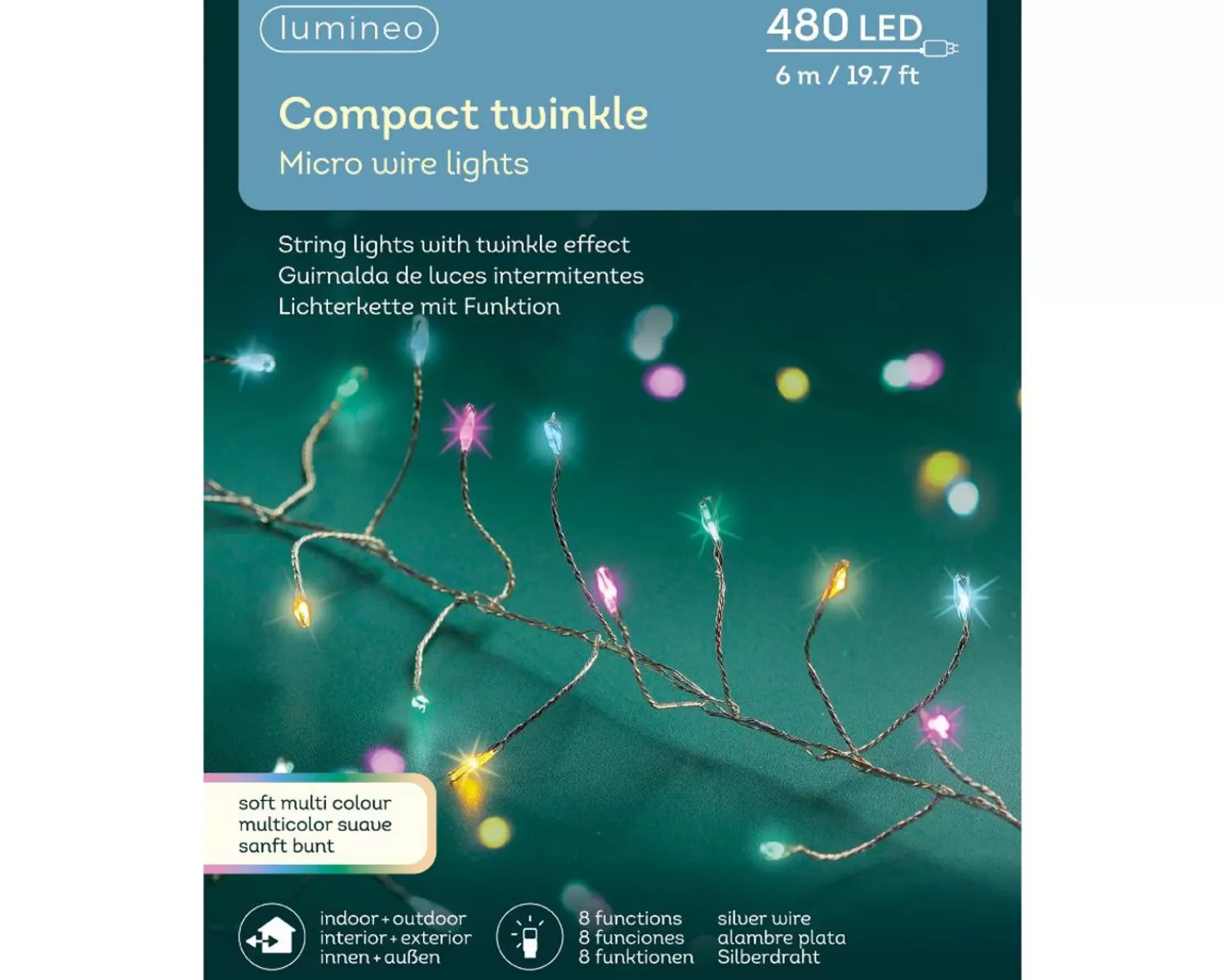 Outlet Treetime LED Micro Soft Multi 19.7 Ft. Compact Lights On Silver Wire