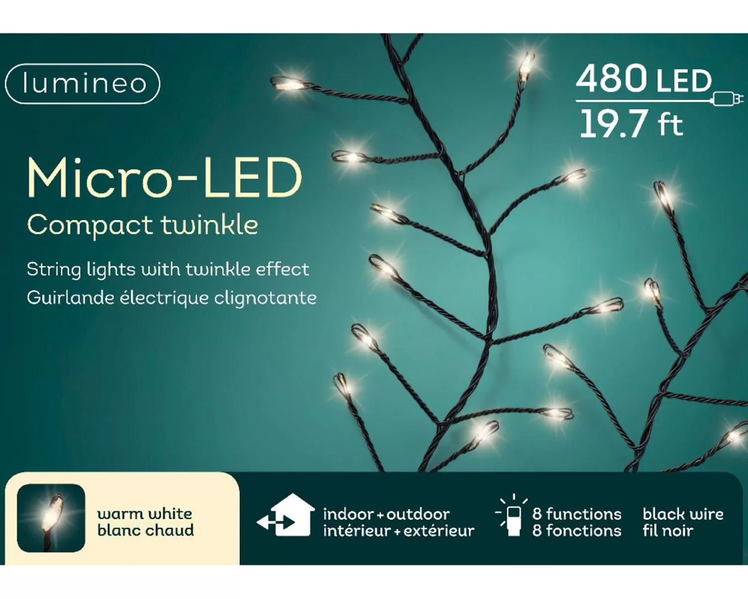 Sale Treetime LED Micro Warm White 19.7 Ft. Compact Lights On Black Wire