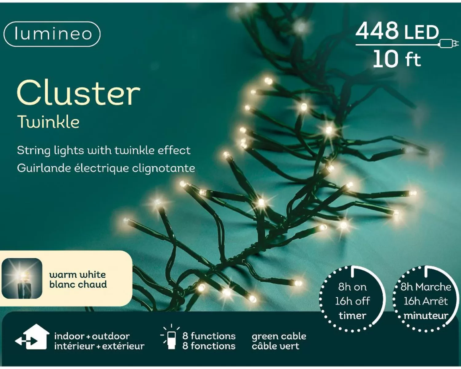 Cheap Treetime LED Warm White 10 Ft. Cluster Light Set With Green Wire