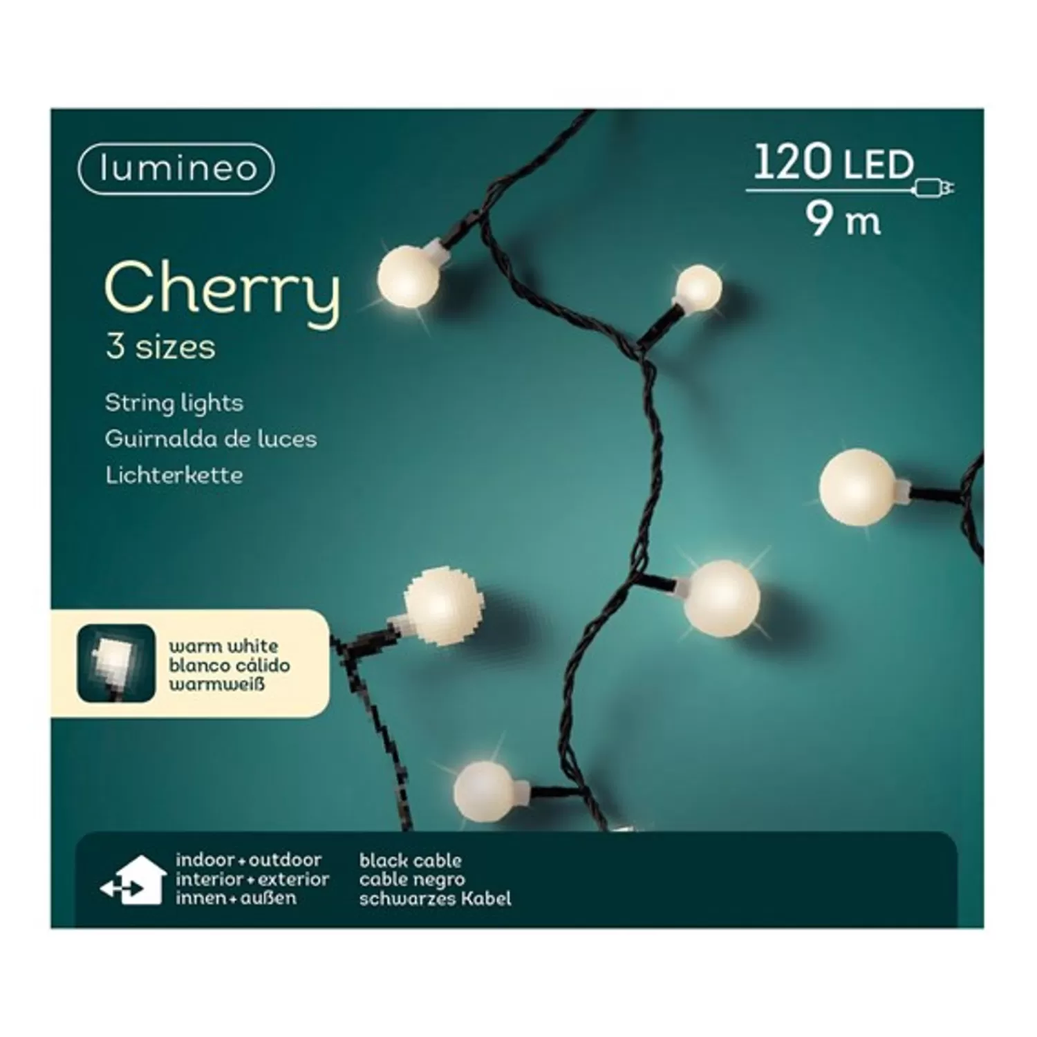 Discount Treetime LED Warm White 29.5 Ft. 3 Sizes Cherry Light Set With Black Wire