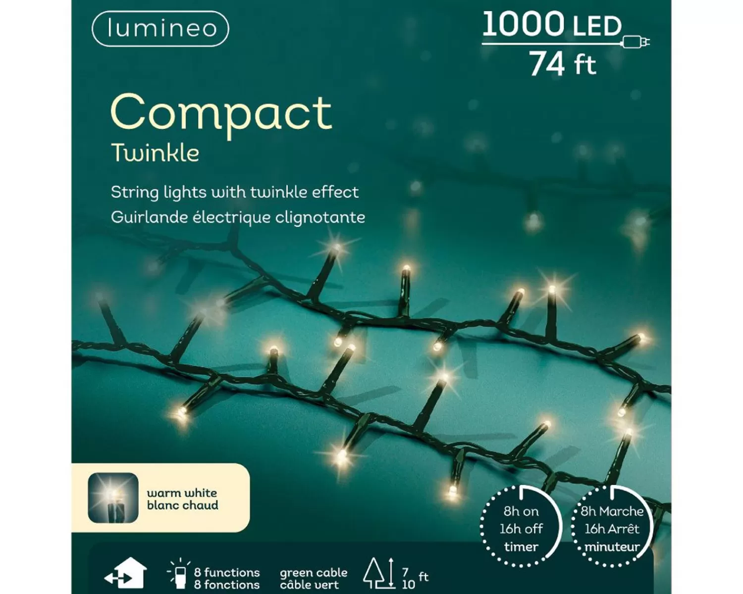 Cheap Treetime LED Warm White 74ft. Compact Light Set With Green Wire