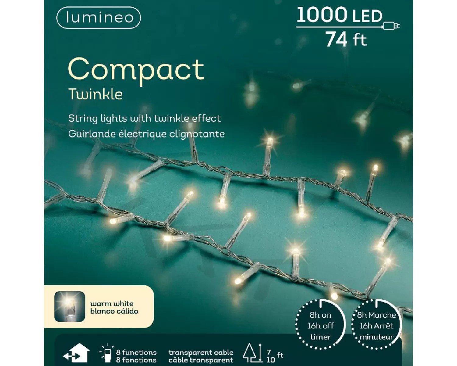 Cheap Treetime LED Warm White 74ft. Compact Light Set With Translucent Wire