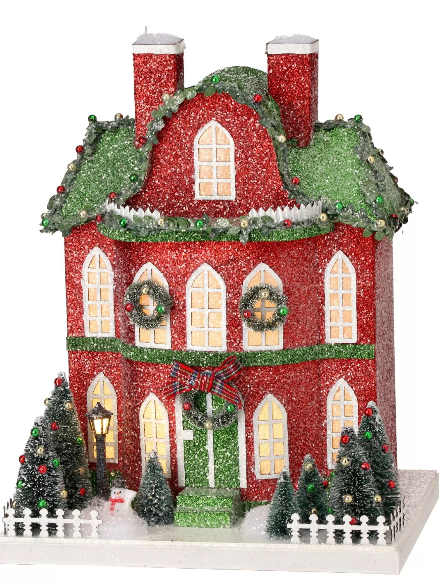 New Treetime LED/Battery Cardboard Village Manor W/Timer 13"