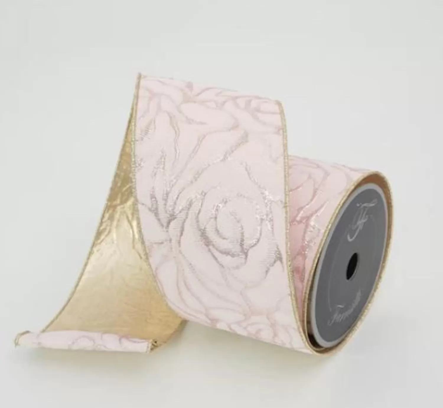 Fashion Treetime Light Pink Rose Garden Ribbon With Gold SwirlÂ