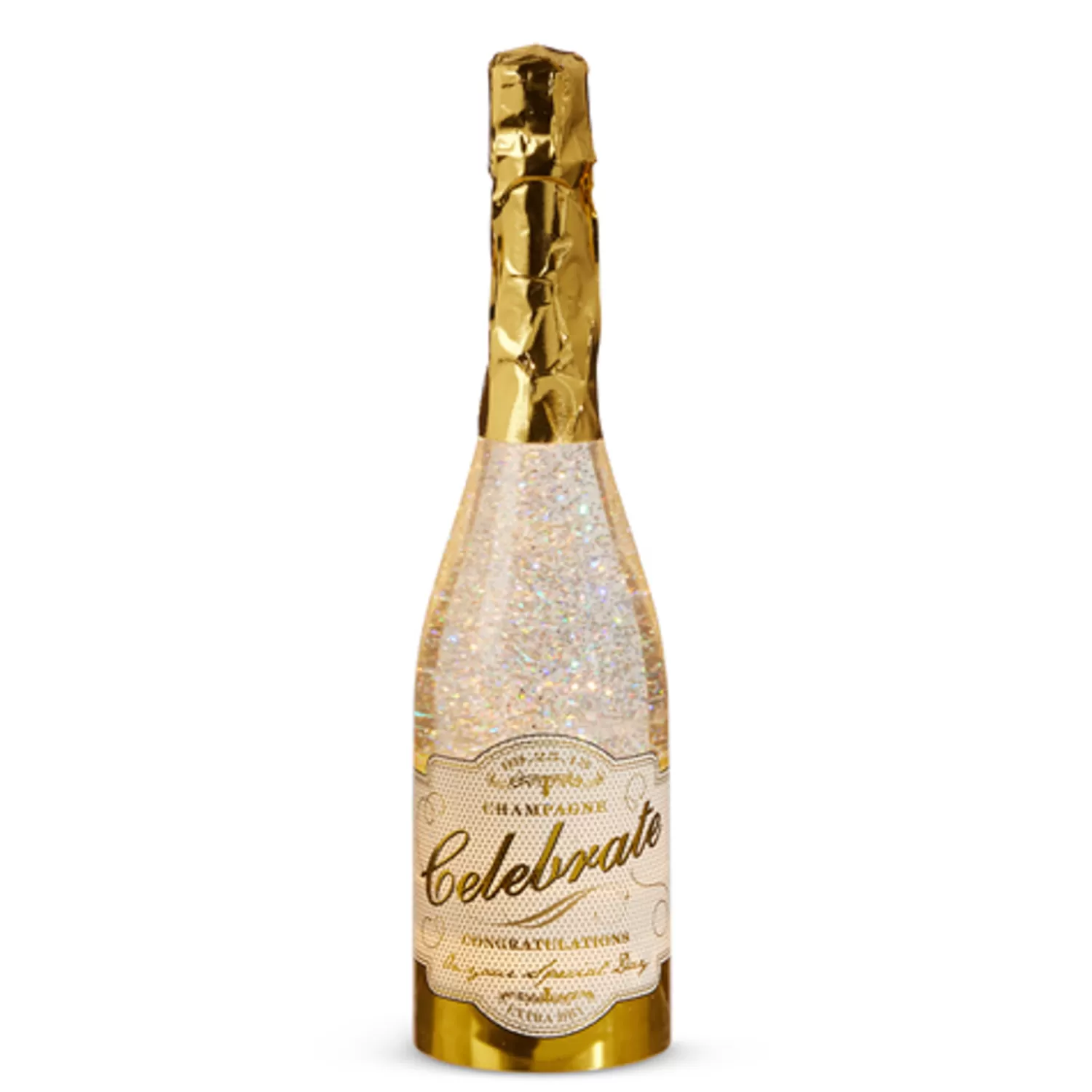 Fashion Treetime Lighted Champagne Bottle With Swirling Glitter 12.5"