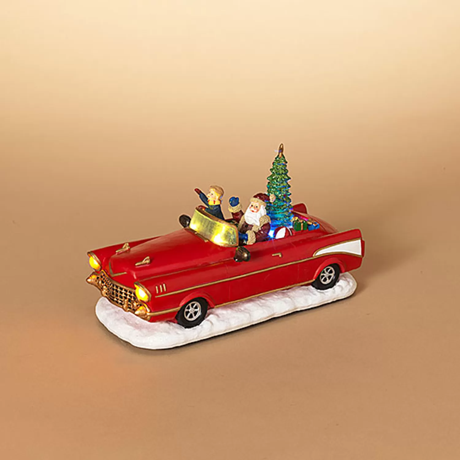 Best Treetime Lighted Santa Driving Antique Car 10" B/O