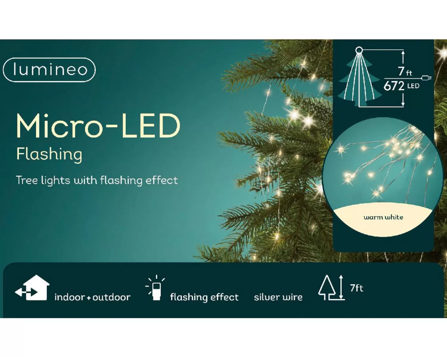 Clearance Treetime Micro LED Tree Bunch 7 Ft. Flashing Warm White Lights