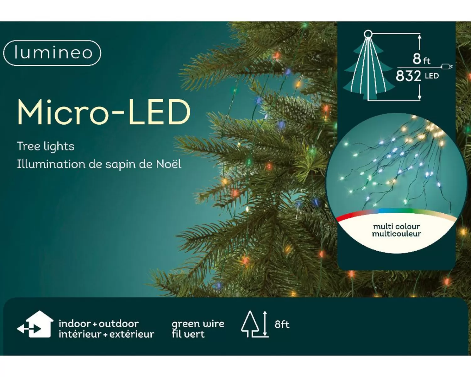New Treetime Micro LED Tree Bunch 8 Ft. Steady On Multi Lights