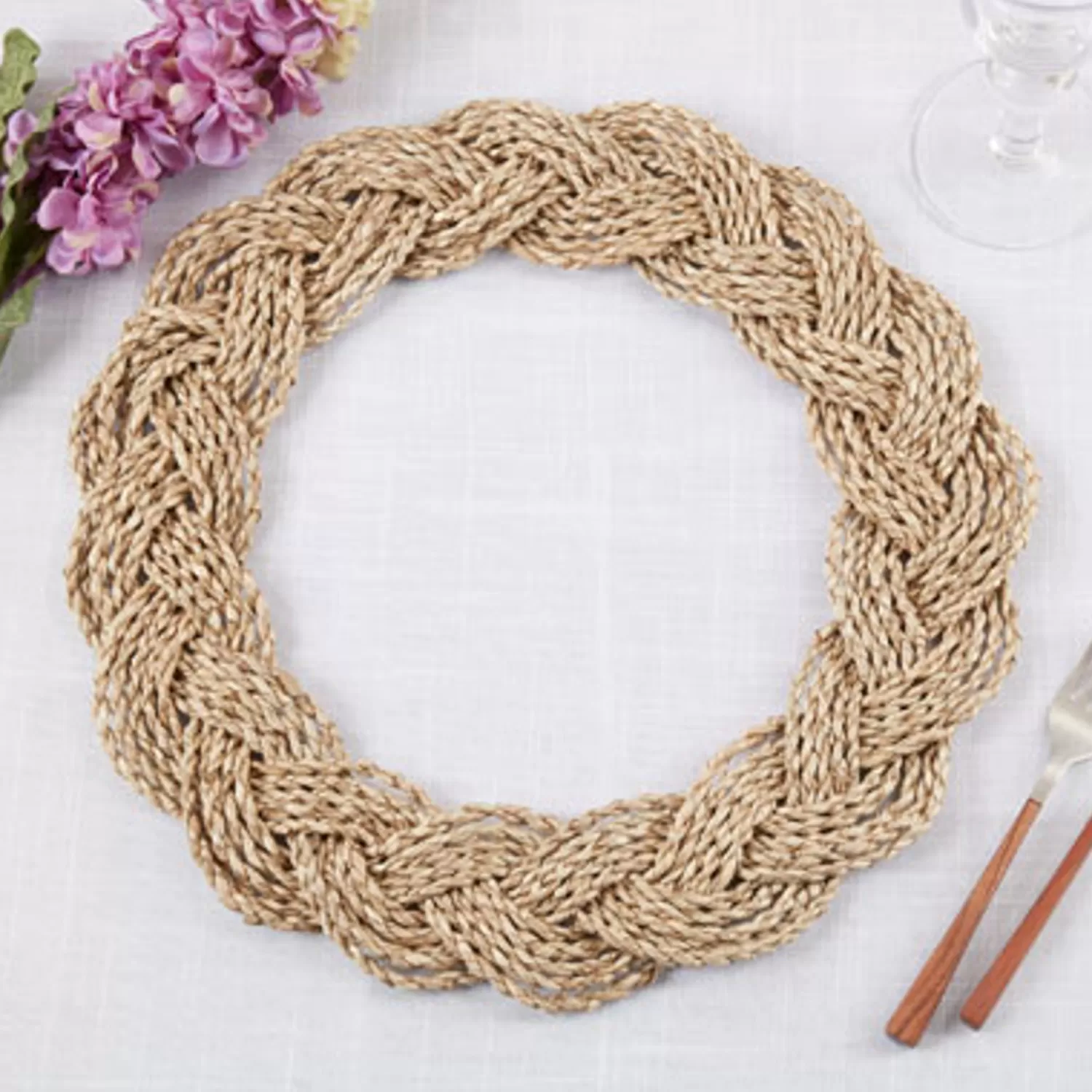 Online Treetime Natural Braided Round Table Placemat