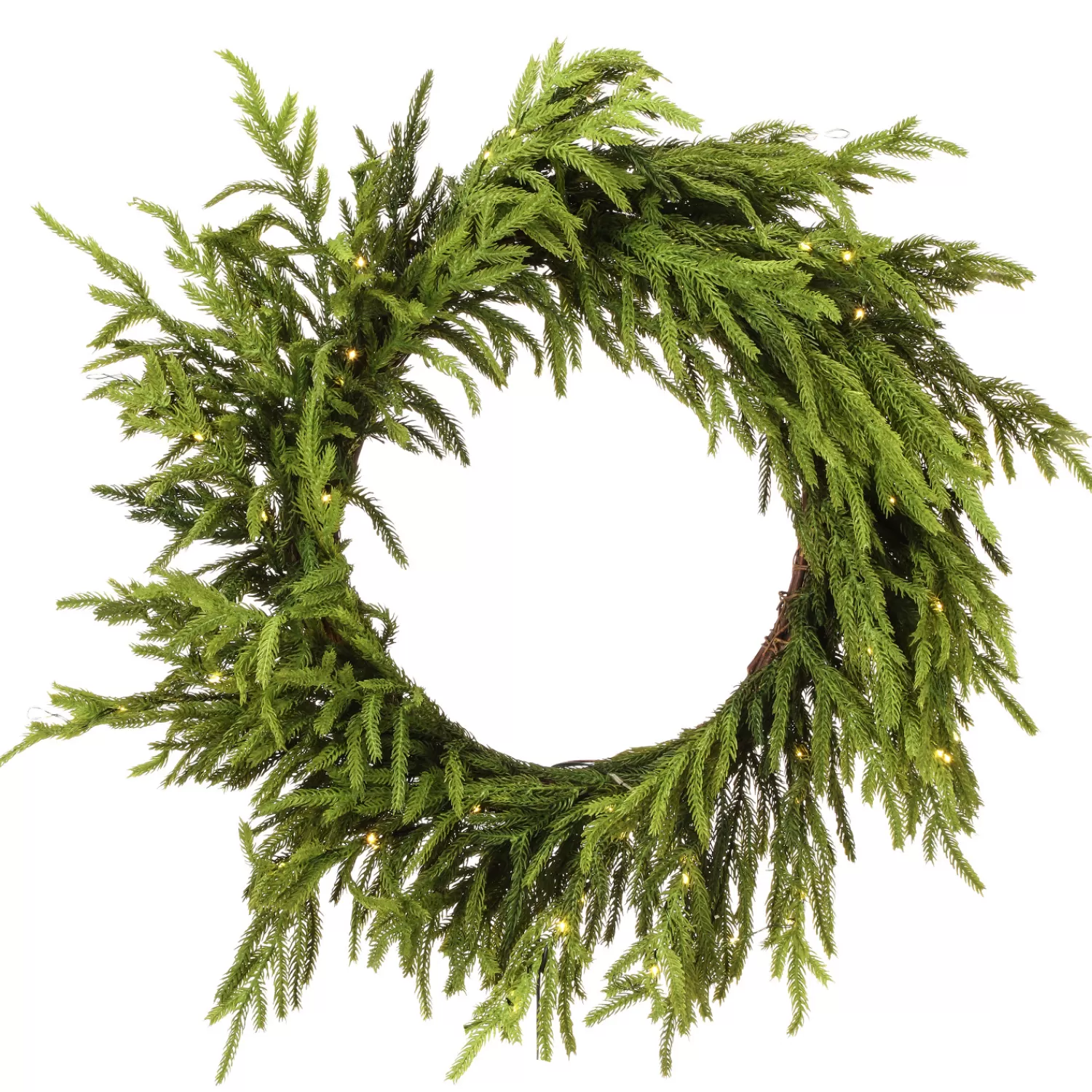 Clearance Treetime Norfolk Pine Wreath, 24" LED/Btry/Tmr