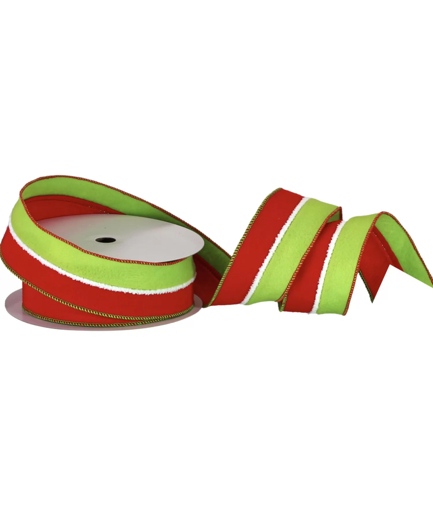 Sale Treetime Red And Green, White Fur Stripe Felt Ribbon