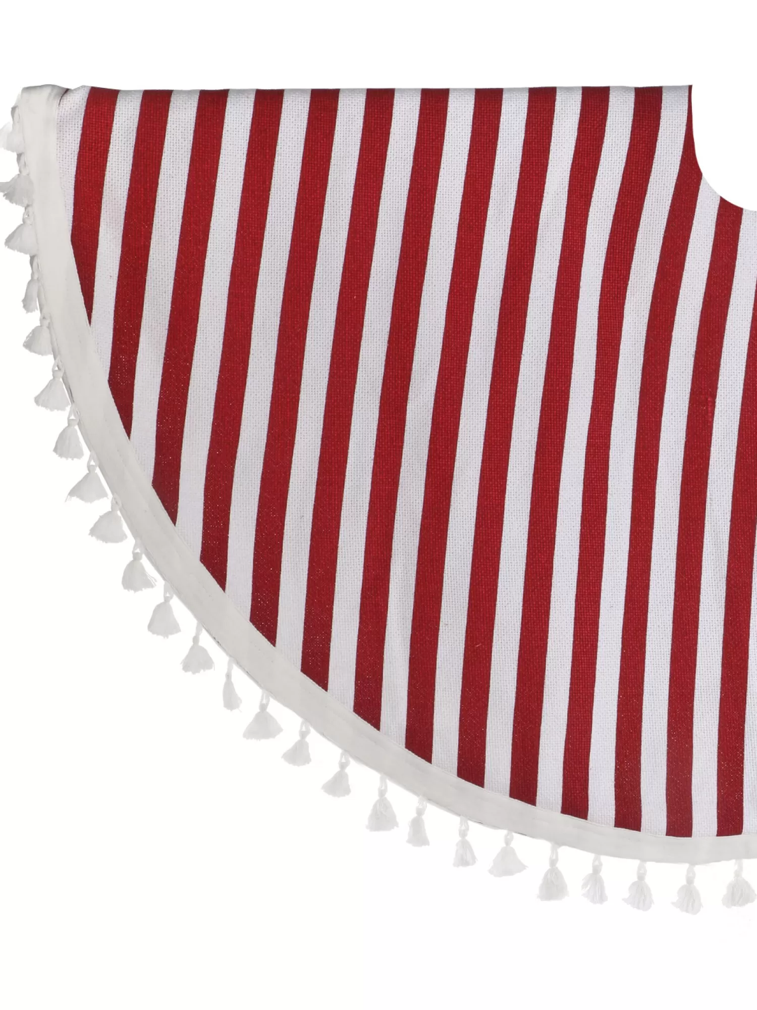 Best Treetime Red And White Cotton Ticking Stripe Tree Skirt With White Tassels