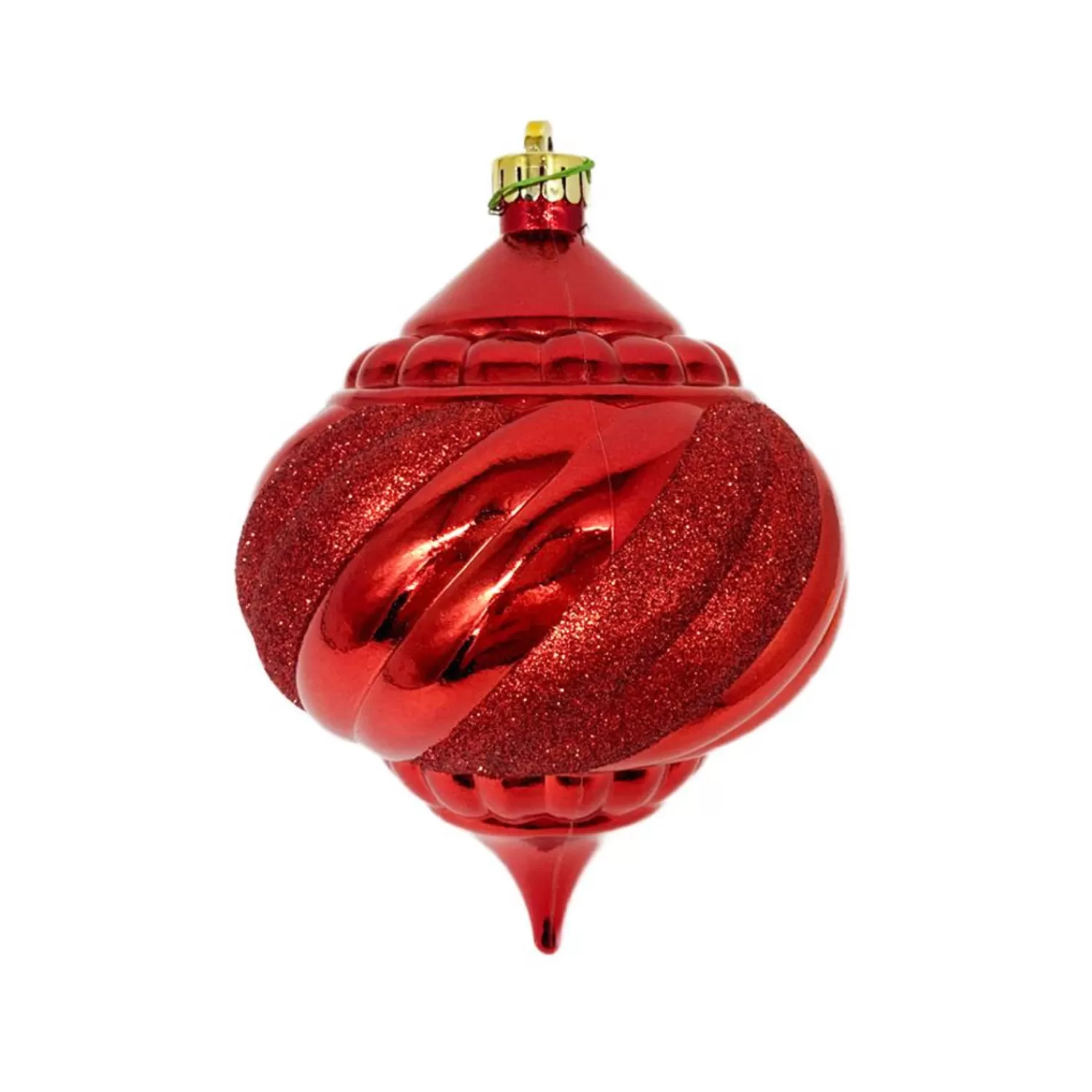 Online Treetime RED Swirl Finial Ball Ornament 8"