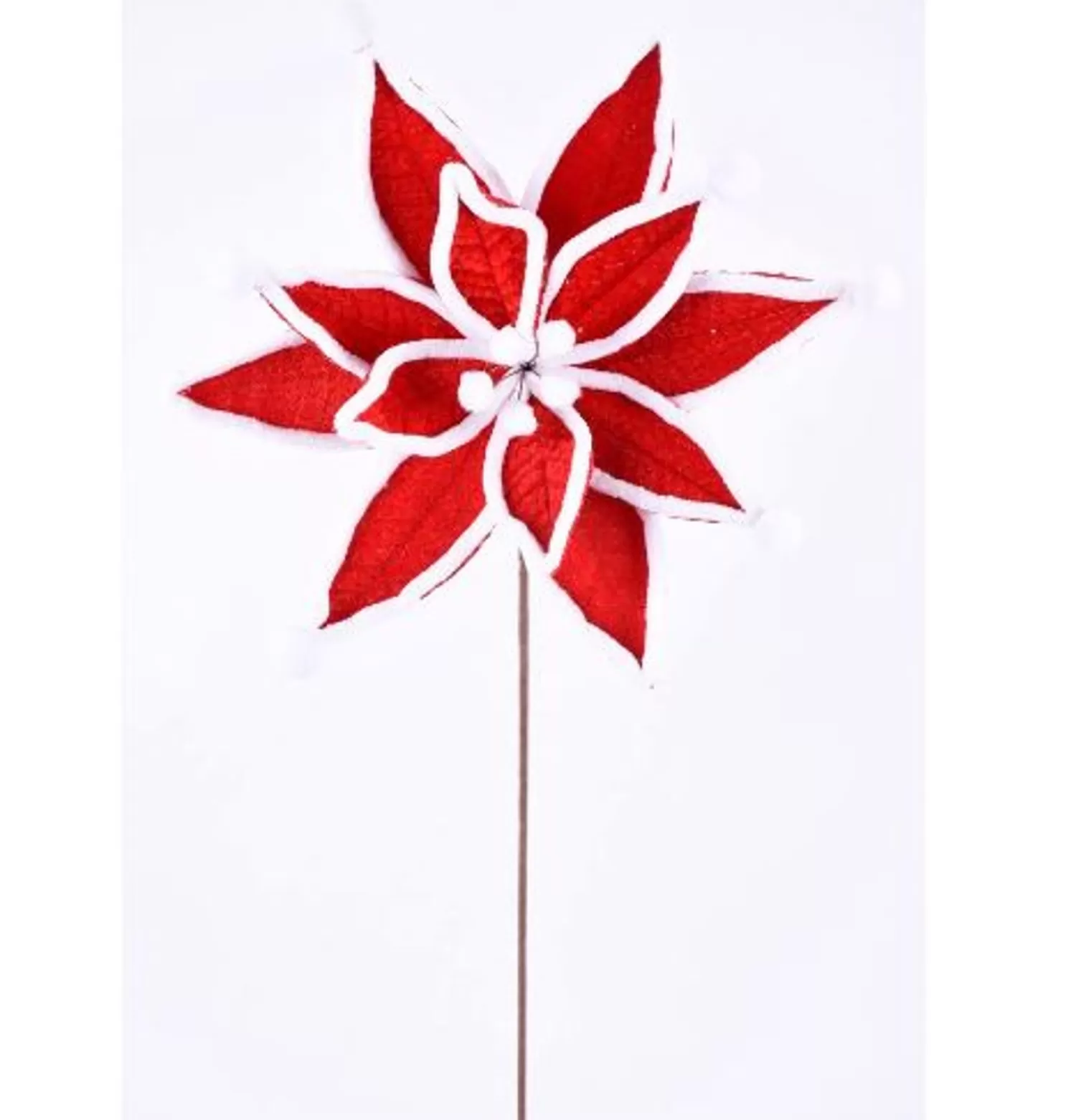 Flash Sale Treetime Red/Wht Velvet Jester Poinsettia Stem 22"