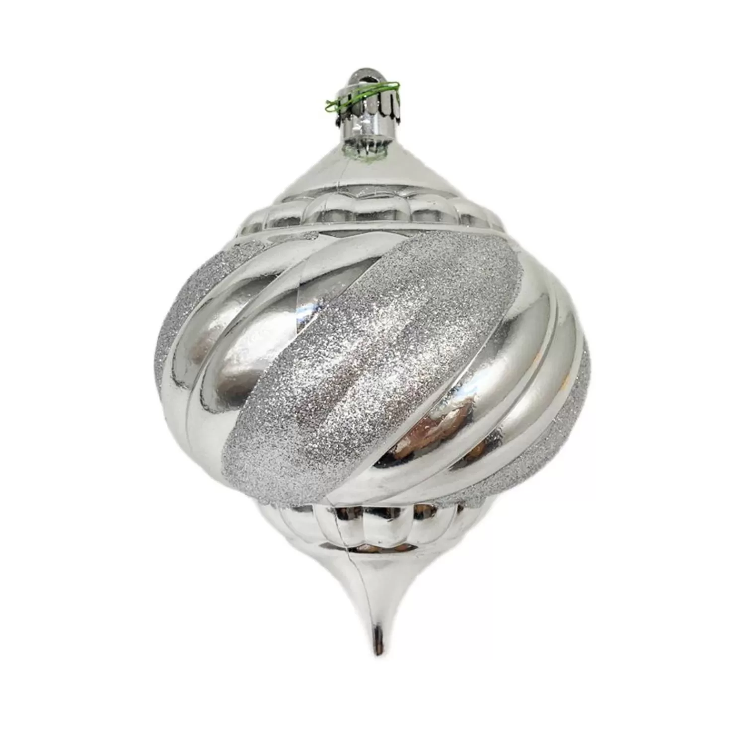 Sale Treetime Silver Swirl Finial Ball Ornament 8"