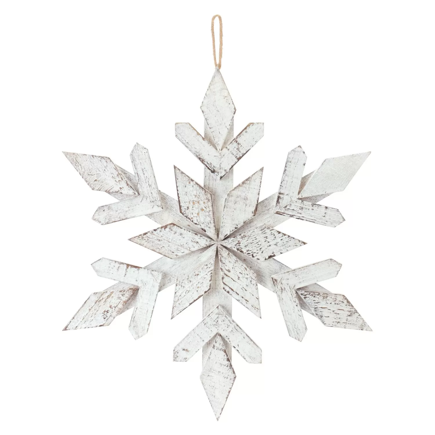 Discount Treetime Snowflake Ornament White Wash Wood 17.5"