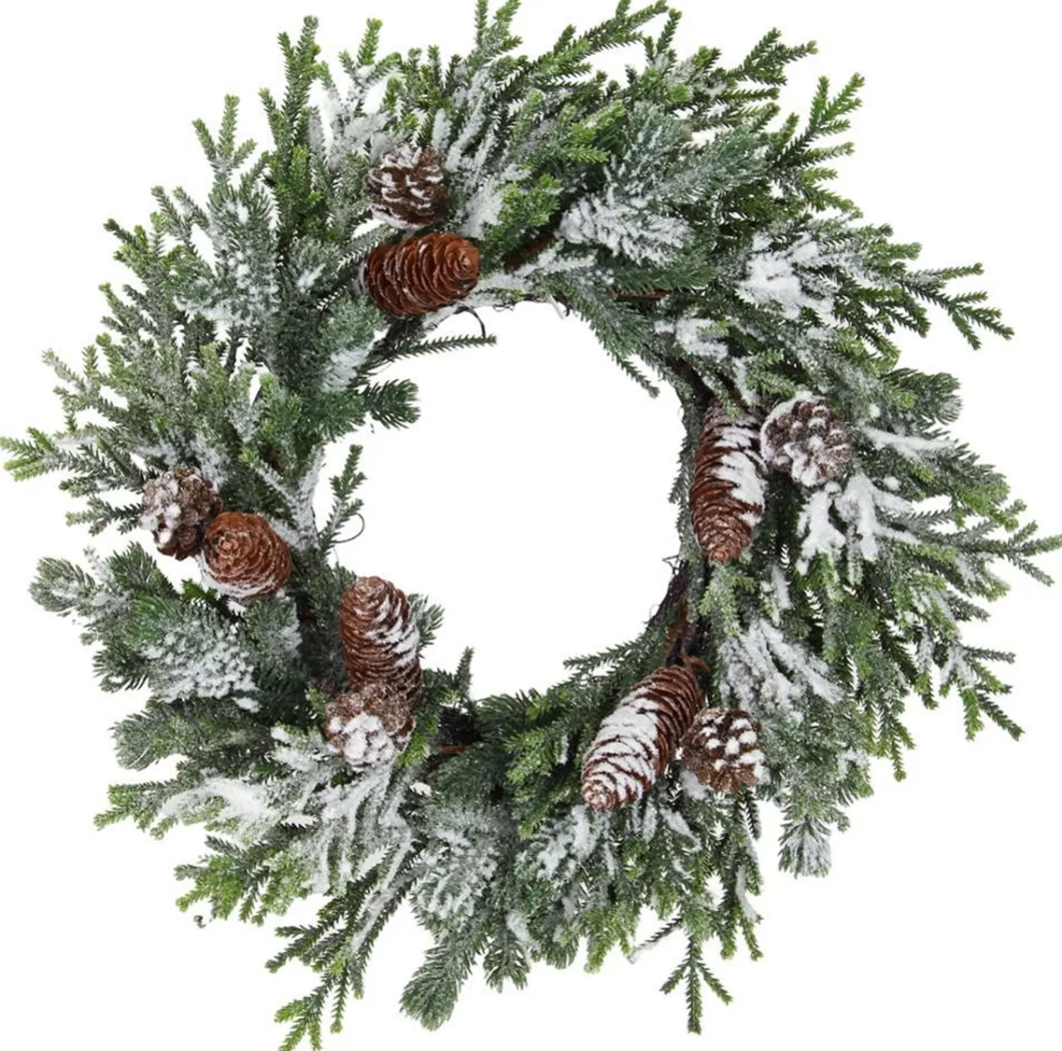 Store Treetime Snowy Pine/Pinecone Wreath Green And White 18"