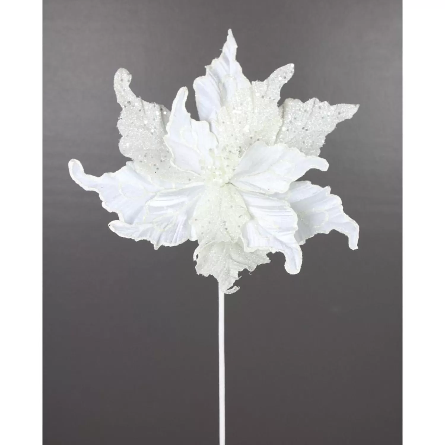 Fashion Treetime White Poinsettia Stem 22"