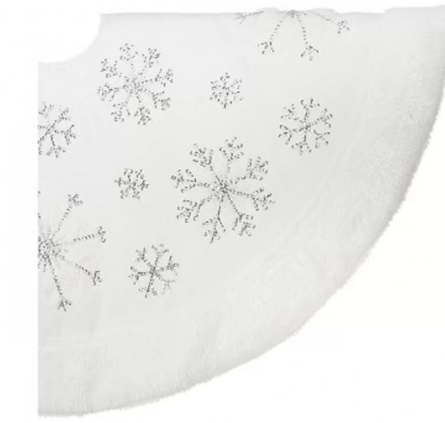 Fashion Treetime White Velvet Snowflake Tree Skirt, 24"